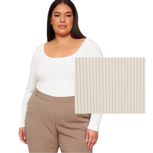 Arizona Jean Company Tops - Arizona Bodysuit Ribbed Off-White 2XL | Long Sleeve Snap Closure Top New fall